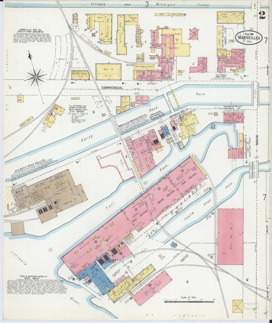 Sanborn Fire Insurance Map from Marseilles, La Salle County, Illinois (1907), Sheet #0002 - Historic Sanborn Fire Insurance Map Print, vintage old map wall art, antique decor, genealogy gift, Illinois Illinois map