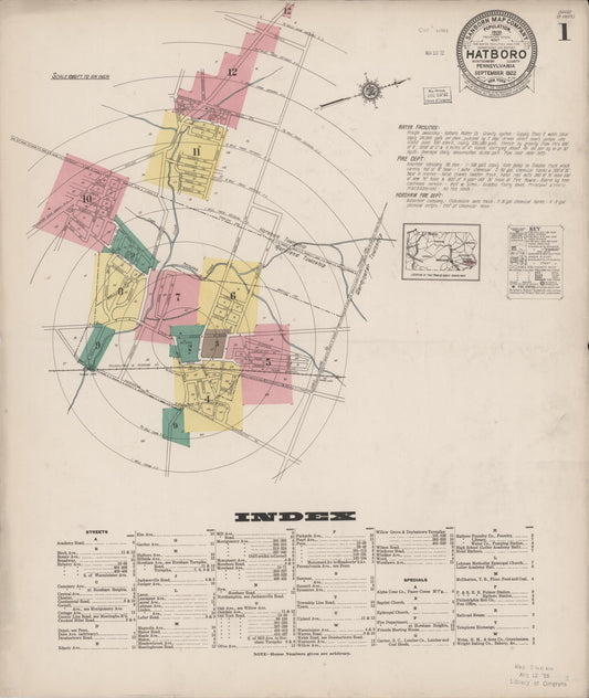 Sanborn Fire Insurance Map from Hatboro, Montgomery County, Pennsylvania (1922), Sheet #0001 - Complete Map Set gallery image, historic Sanborn map, vintage wall art, Pennsylvania Pennsylvania