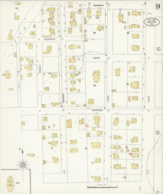 Sanborn Fire Insurance Map from Colfax, Whitman County, Washington (1908), Sheet #0009 - Historic Sanborn Fire Insurance Map Print, vintage old map wall art, antique decor, genealogy gift, Washington Washington map