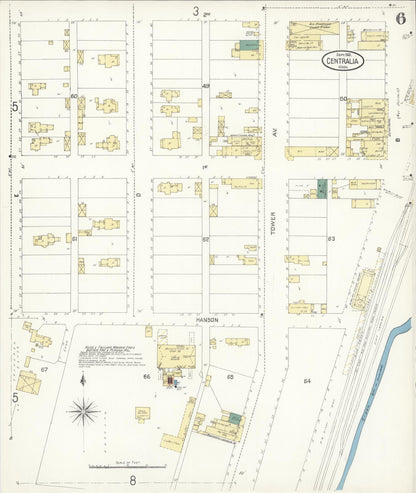 Sanborn Fire Insurance Map from Centralia, Lewis County, Washington (1901), Sheet #0006 - Complete Map Set gallery image, historic Sanborn map, vintage wall art, Washington Washington