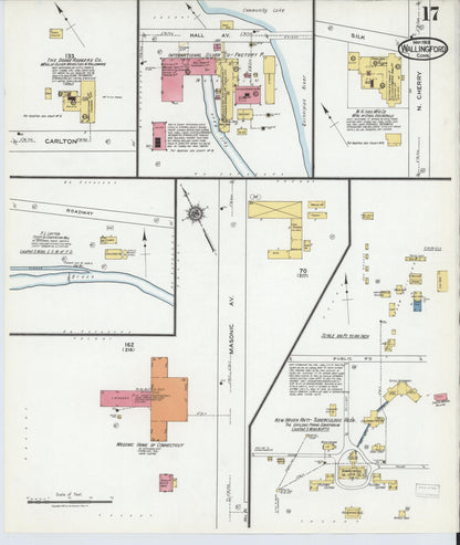 Sanborn Fire Insurance Map from Wallingford, New Haven County, Connecticut (1919), Sheet #0017 - Complete Map Set gallery image, historic Sanborn map, vintage wall art, Connecticut Connecticut