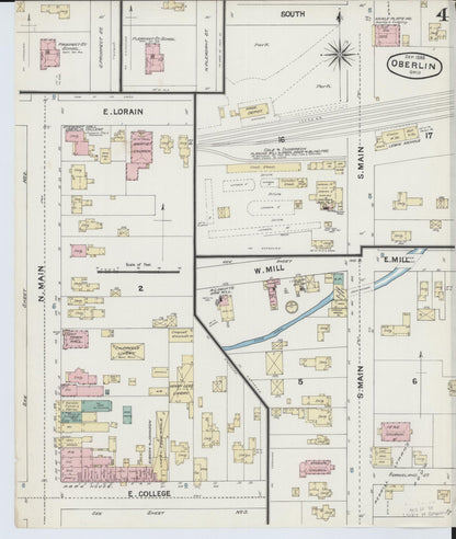 Sanborn Fire Insurance Map from Oberlin, Lorain County, Ohio (1888), Sheet #0004 - Complete Map Set gallery image, historic Sanborn map, vintage wall art, Ohio Ohio
