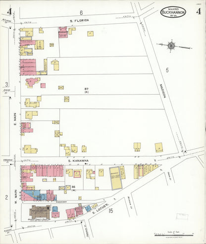 Sanborn Fire Insurance Map from Buckhannon, Upshur County, West Virginia (1923), Sheet #0004 - Complete Map Set gallery image, historic Sanborn map, vintage wall art, West Virginia West Virginia