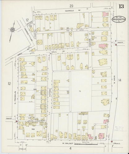 Sanborn Fire Insurance Map from Washington, Washington County, Pennsylvania (1914), Sheet #0013 - Complete Map Set gallery image, historic Sanborn map, vintage wall art, Sanborn Fire Insurance Map from Washington Washington