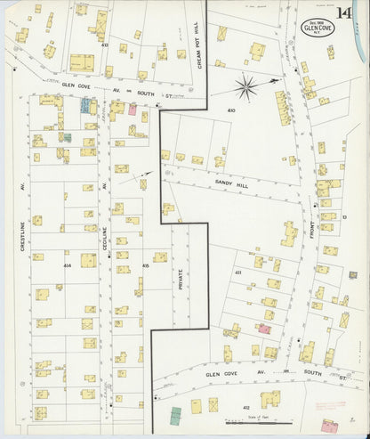 Sanborn Fire Insurance Map from Glen Cove, Nassau County, New York (1908), Sheet #0014 - Complete Map Set gallery image, historic Sanborn map, vintage wall art, New York New York