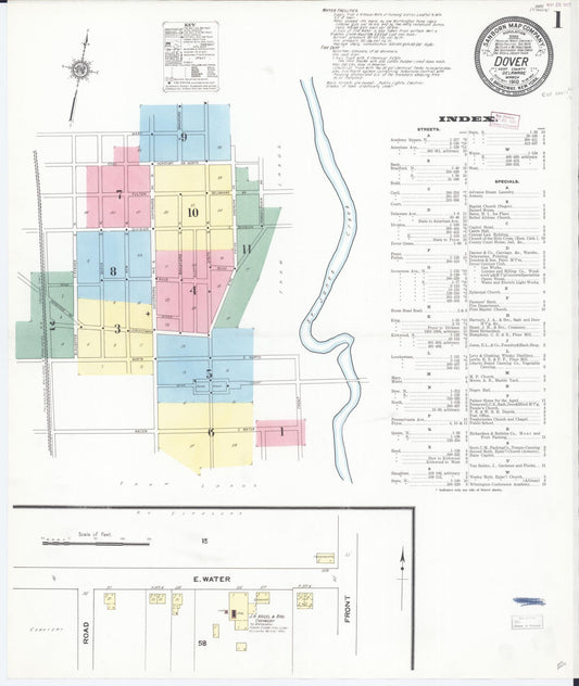 Sanborn Fire Insurance Map from Dover, Kent County, Delaware (1910), Sheet #0001 - Complete Map Set gallery image, historic Sanborn map, vintage wall art, Delaware Delaware