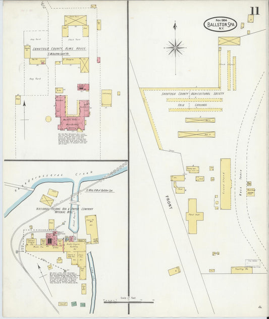 Sanborn Fire Insurance Map from Ballston Spa, Saratoga County, New York (1904), Sheet #0011 - Historic Sanborn Fire Insurance Map Print, vintage old map wall art, antique decor, genealogy gift, New York New York map