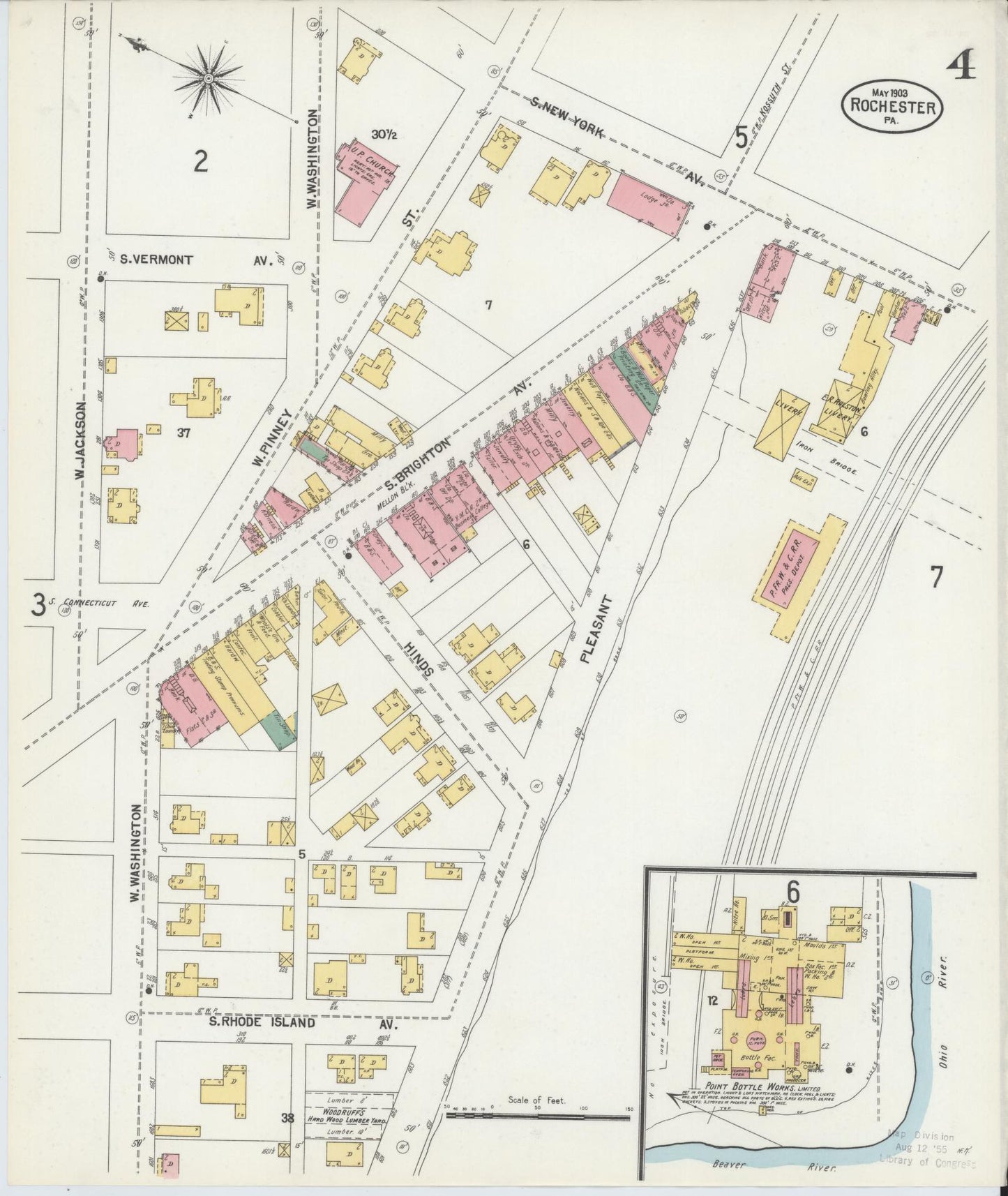 Sanborn Fire Insurance Map from Rochester, Beaver County, Pennsylvania (1903), Sheet #0004 - Complete Map Set gallery image, historic Sanborn map, vintage wall art, Pennsylvania Pennsylvania