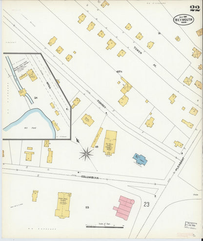 Sanborn Fire Insurance Map from Weymouth, Norfolk County, Massachusetts (1904), Sheet #0022 - Historic Sanborn Fire Insurance Map Print, vintage old map wall art, antique decor, genealogy gift, Massachusetts Massachusetts map