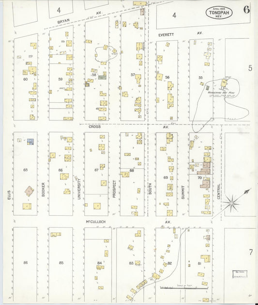 Sanborn Fire Insurance Map from Tonopah, Nye County, Nevada (1905), Sheet #0006 - Historic Sanborn Fire Insurance Map Print, vintage old map wall art, antique decor, genealogy gift, Nevada Nevada map