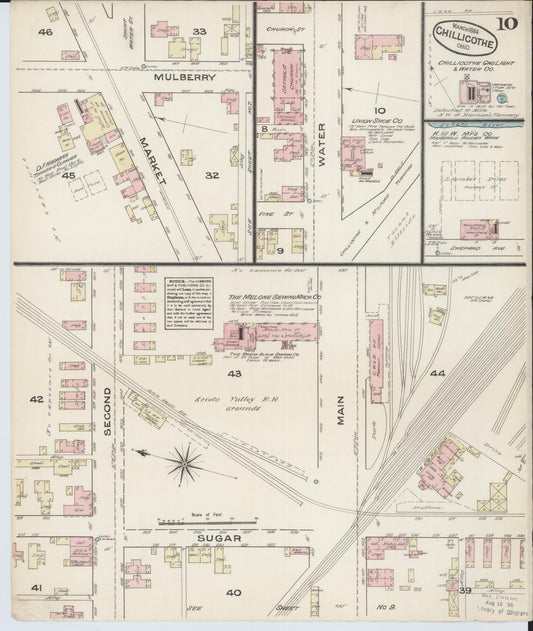 Sanborn Fire Insurance Map from Chillicothe, Ross County, Ohio (1884), Sheet #0010 - Historic Sanborn Fire Insurance Map Print, vintage old map wall art, antique decor, genealogy gift, Ohio Ohio map