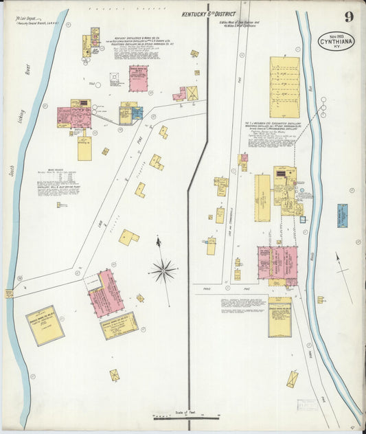 Sanborn Fire Insurance Map from Cynthiana, Harrison County, Kentucky (1903), Sheet #0009 - Historic Sanborn Fire Insurance Map Print, vintage old map wall art, antique decor, genealogy gift, Kentucky Kentucky map