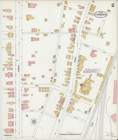 Sanborn Fire Insurance Map from Chambersburg, Franklin County, Pennsylvania (1899), Sheet #0002 - Complete Map Set gallery image, historic Sanborn map, vintage wall art, Pennsylvania Pennsylvania