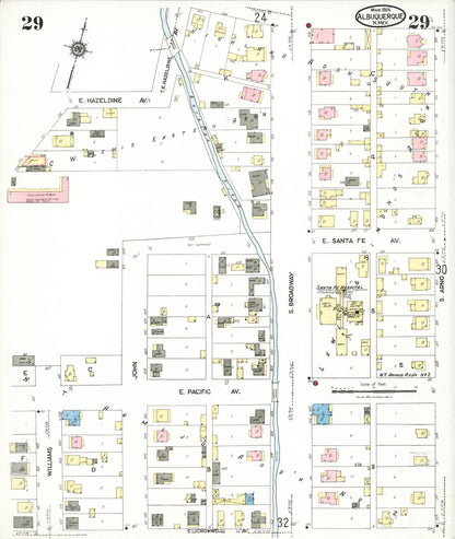 Sanborn Fire Insurance Map from Albuquerque, Bernalillo County, New Mexico (1924), Sheet #0029 - Complete Map Set gallery image, historic Sanborn map, vintage wall art, New Mexico New Mexico