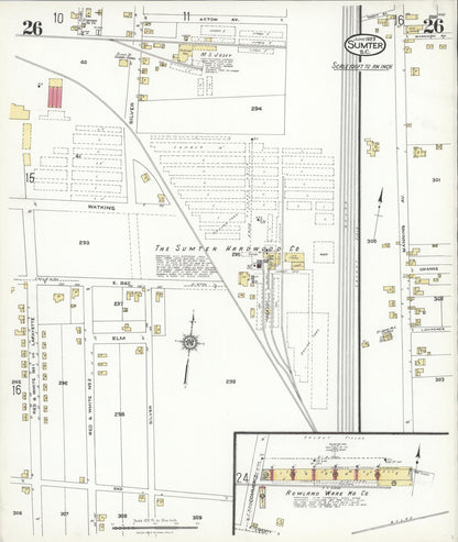Sanborn Fire Insurance Map from Sumter, Sumter County, South Carolina (1923), Sheet #0026 - Complete Map Set gallery image, historic Sanborn map, vintage wall art, South Carolina South Carolina