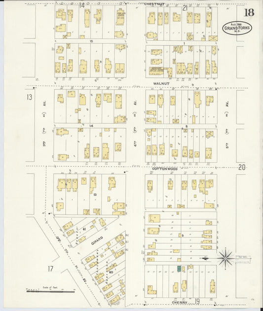 Sanborn Fire Insurance Map from Grand Forks, Grand Forks County, North Dakota (1906), Sheet #0018 - Historic Sanborn Fire Insurance Map Print, vintage old map wall art, antique decor, genealogy gift, North Dakota North Dakota map