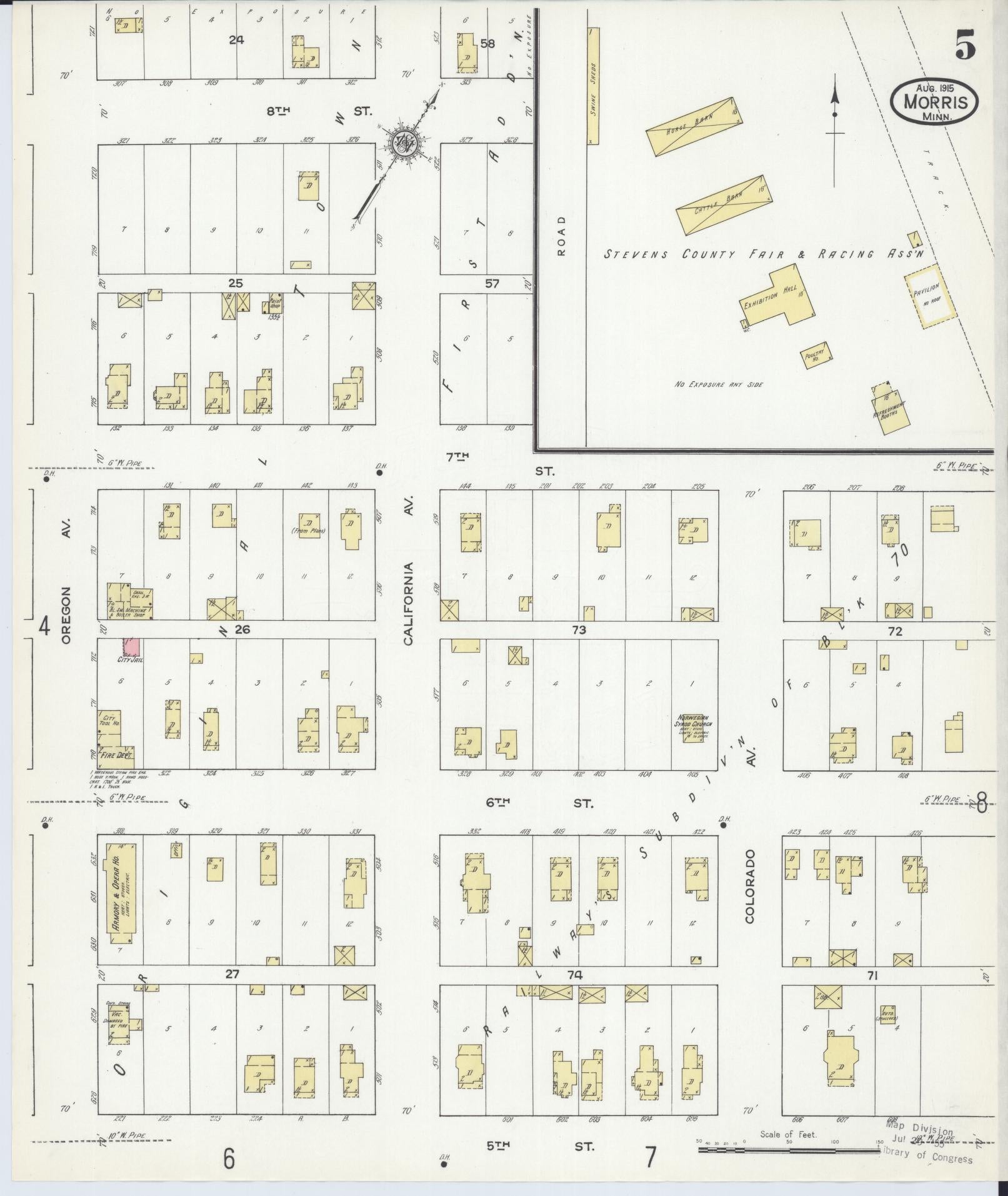 Sanborn Fire Insurance Map from Morris, Stevens County, Minnesota (1915), Sheet #0005 - Historic Sanborn Fire Insurance Map Print, vintage old map wall art, antique decor, genealogy gift, Minnesota Minnesota map