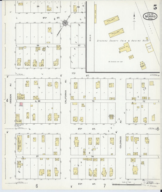 Sanborn Fire Insurance Map from Morris, Stevens County, Minnesota (1915), Sheet #0005 - Historic Sanborn Fire Insurance Map Print, vintage old map wall art, antique decor, genealogy gift, Minnesota Minnesota map