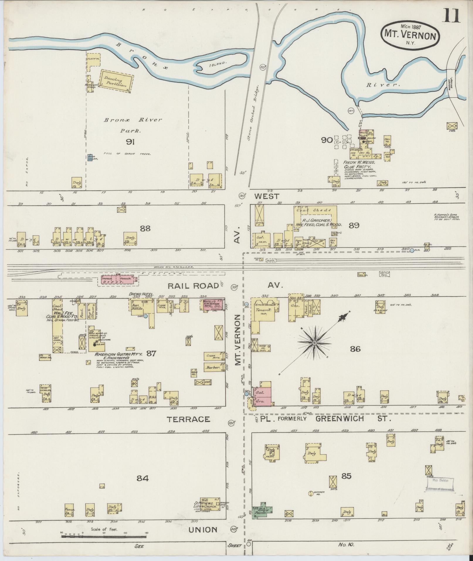 Sanborn Fire Insurance Map from Mount Vernon, Westchester County, New York (1887), Sheet #0011 - Complete Map Set gallery image, historic Sanborn map, vintage wall art, New York New York