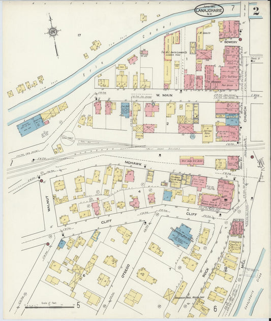 Sanborn Fire Insurance Map from Canajoharie, Montgomery County, New York (1915), Sheet #0002 - Historic Sanborn Fire Insurance Map Print, vintage old map wall art, antique decor, genealogy gift, New York New York map