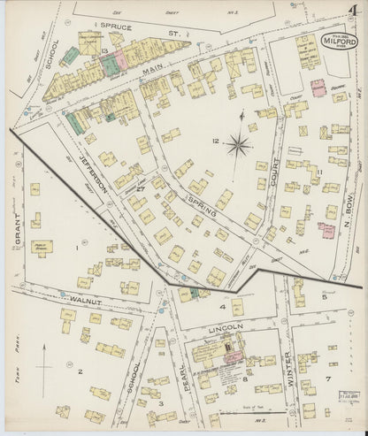 Sanborn Fire Insurance Map from Milford, Worcester County, Massachusetts (1885), Sheet #0004 - Complete Map Set gallery image, historic Sanborn map, vintage wall art, Massachusetts Massachusetts