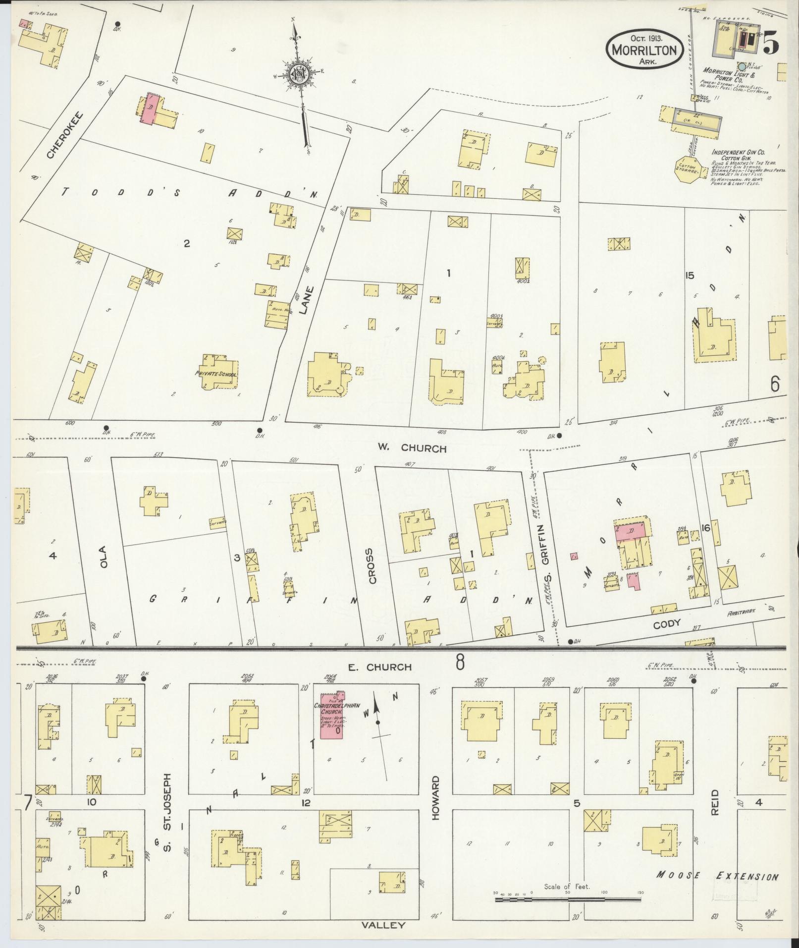 Sanborn Fire Insurance Map from Morrilton, Conway County, Arkansas (1913), Sheet #0005 - Historic Sanborn Fire Insurance Map Print, vintage old map wall art, antique decor, genealogy gift, Arkansas Arkansas map