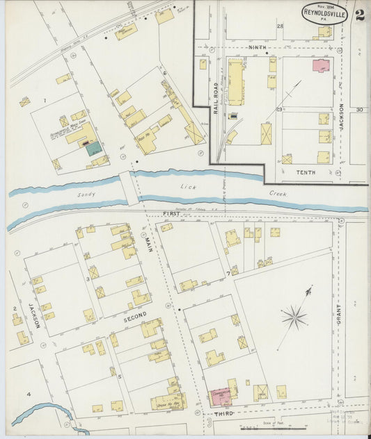 Sanborn Fire Insurance Map from Reynoldsville, Jefferson County, Pennsylvania (1894), Sheet #0002 - Historic Sanborn Fire Insurance Map Print, vintage old map wall art, antique decor, genealogy gift, Pennsylvania Pennsylvania map