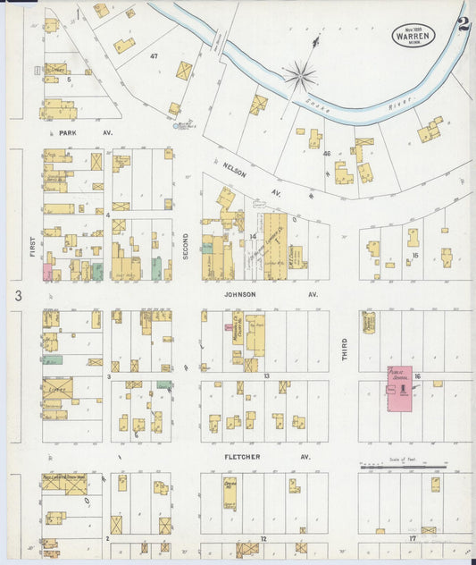Sanborn Fire Insurance Map from Warren, Marshall County, Minnesota (1899), Sheet #0002 - Historic Sanborn Fire Insurance Map Print, vintage old map wall art, antique decor, genealogy gift, Minnesota Minnesota map