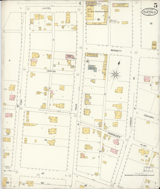 Sanborn Fire Insurance Map from Buffalo, Johnson County, Wyoming (1903), Sheet #0005 - Historic Sanborn Fire Insurance Map Print, vintage old map wall art, antique decor, genealogy gift, Wyoming Wyoming map