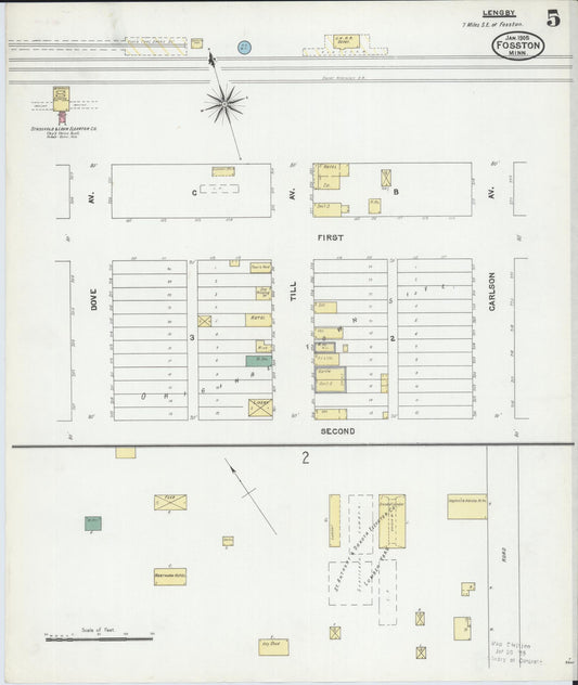 Sanborn Fire Insurance Map from Fosston, Polk County, Minnesota (1905), Sheet #0005 - Historic Sanborn Fire Insurance Map Print, vintage old map wall art, antique decor, genealogy gift, Minnesota Minnesota map