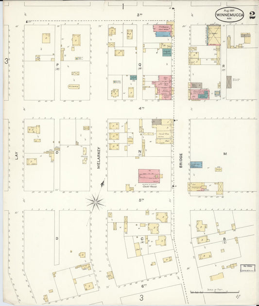 Sanborn Fire Insurance Map from Winnemucca, Humboldt County, Nevada (1897), Sheet #0002 - Historic Sanborn Fire Insurance Map Print, vintage old map wall art, antique decor, genealogy gift, Nevada Nevada map