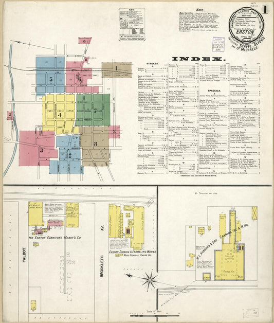 Sanborn Fire Insurance Map from Easton, Talbot County, Maryland (1901), Sheet #0001 - Historic Sanborn Fire Insurance Map Print, vintage old map wall art, antique decor, genealogy gift, Maryland Maryland map