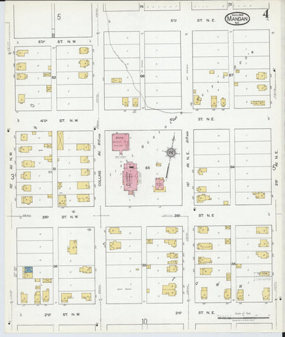 Sanborn Fire Insurance Map from Mandan, Morton County, North Dakota (1919), Sheet #0004 - Complete Map Set gallery image, historic Sanborn map, vintage wall art, North Dakota North Dakota