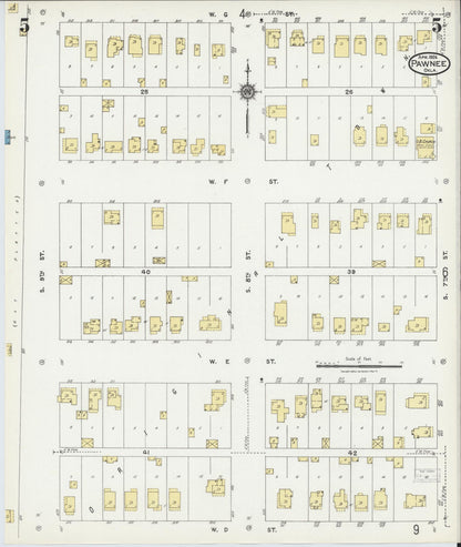 Sanborn Fire Insurance Map from Pawnee, Pawnee County, Oklahoma (1924), Sheet #0005 - Complete Map Set gallery image, historic Sanborn map, vintage wall art, Oklahoma Oklahoma