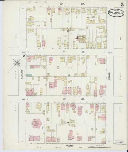 Sanborn Fire Insurance Map from Gallipolis, Gallia County, Ohio (1890), Sheet #0005 - Complete Map Set gallery image, historic Sanborn map, vintage wall art, Ohio Ohio