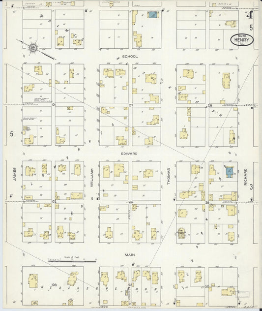Sanborn Fire Insurance Map from Henry, Marshall County, Illinois (1913), Sheet #0004 - Historic Sanborn Fire Insurance Map Print, vintage old map wall art, antique decor, genealogy gift, Illinois Illinois map