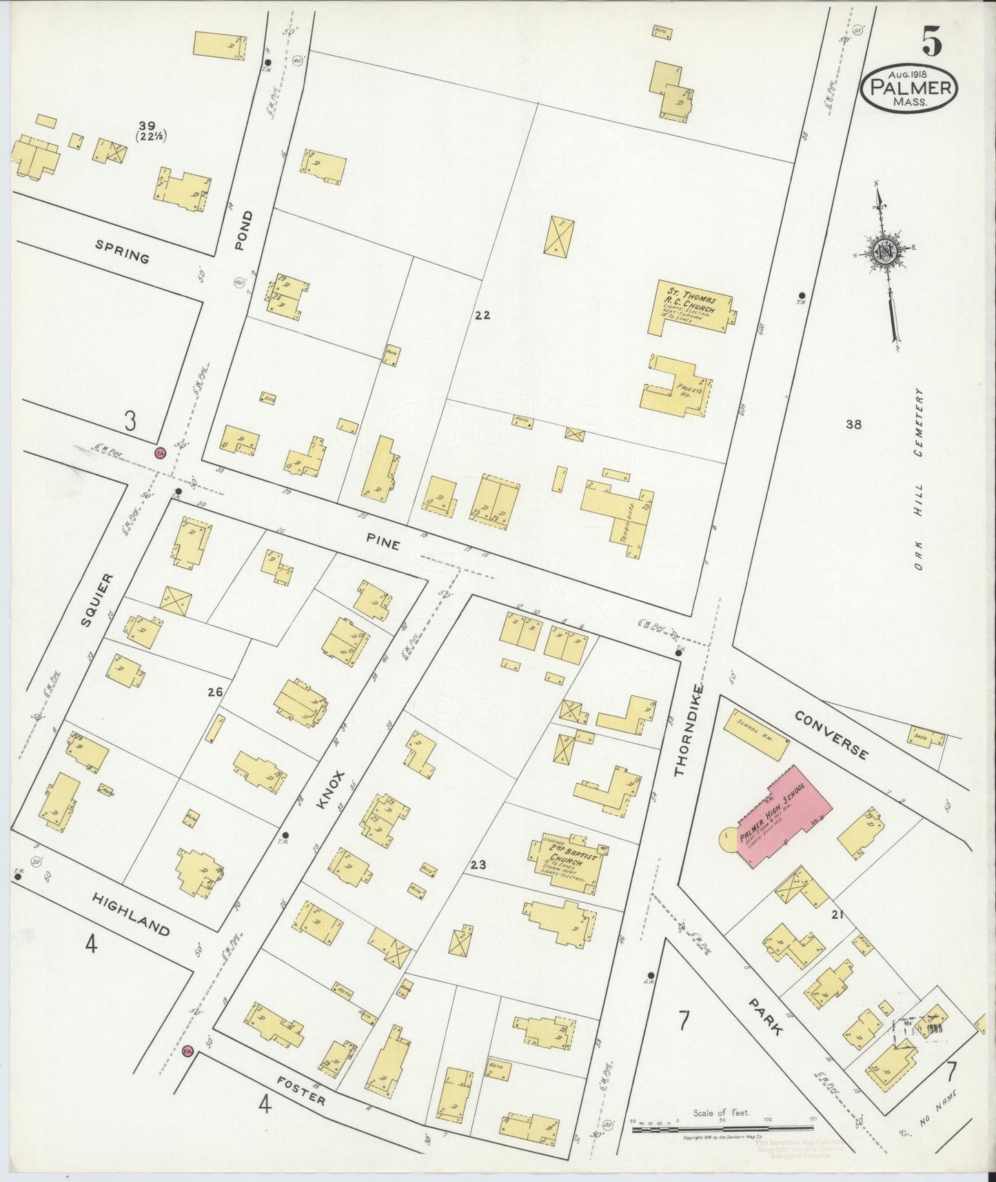 Sanborn Fire Insurance Map from Palmer, Hampden County, Massachusetts (1918), Sheet #0005 - Complete Map Set gallery image, historic Sanborn map, vintage wall art, Massachusetts Massachusetts