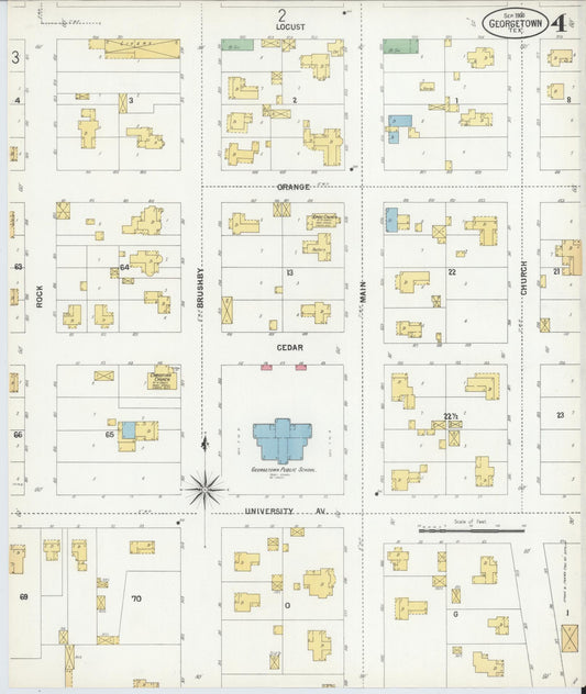 Sanborn Fire Insurance Map from Georgetown, Williamson County, Texas (1900), Sheet #0004 - Historic Sanborn Fire Insurance Map Print, vintage old map wall art, antique decor, genealogy gift, Texas Texas map