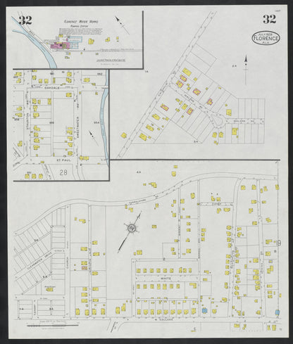 Sanborn Fire Insurance Map from Florence, Lauderdale County, Alabama (1928), Sheet #0032 - Complete Map Set gallery image, historic Sanborn map, vintage wall art, Alabama Alabama