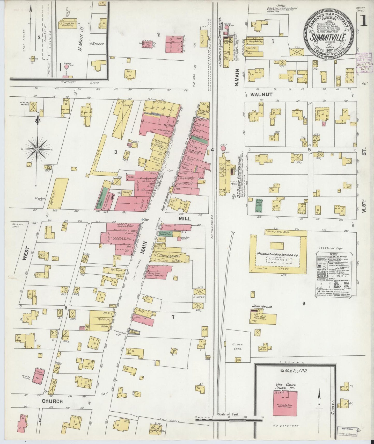 Sanborn Fire Insurance Map from Summitville, Madison County, Indiana (1902), Sheet #0001 - Complete Map Set gallery image, historic Sanborn map, vintage wall art, Indiana Indiana