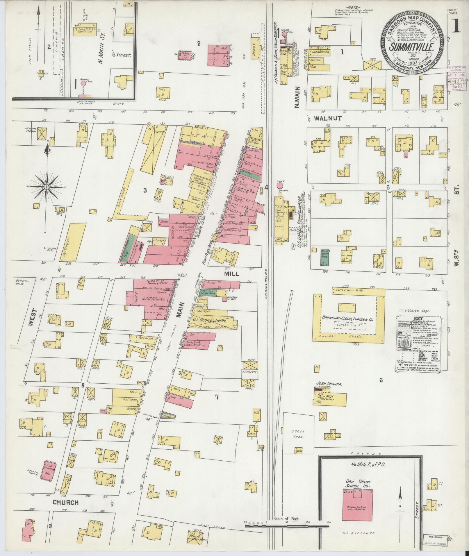 Sanborn Fire Insurance Map from Summitville, Madison County, Indiana (1902), Sheet #0001 - Complete Map Set gallery image, historic Sanborn map, vintage wall art, Indiana Indiana