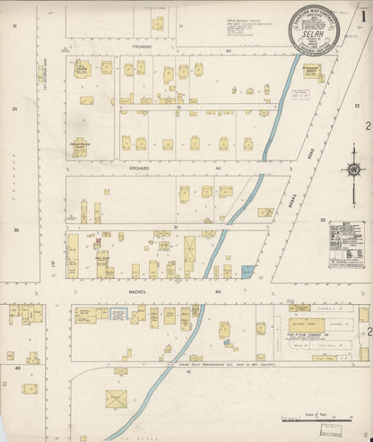 Sanborn Fire Insurance Map from Selah, Yakima County, Washington (1915), Sheet #0001 - Complete Map Set gallery image, historic Sanborn map, vintage wall art, Washington Washington
