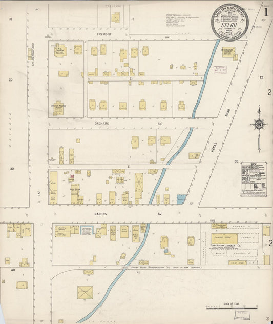 Sanborn Fire Insurance Map from Selah, Yakima County, Washington (1915), Sheet #0001 - Complete Map Set gallery image, historic Sanborn map, vintage wall art, Washington Washington