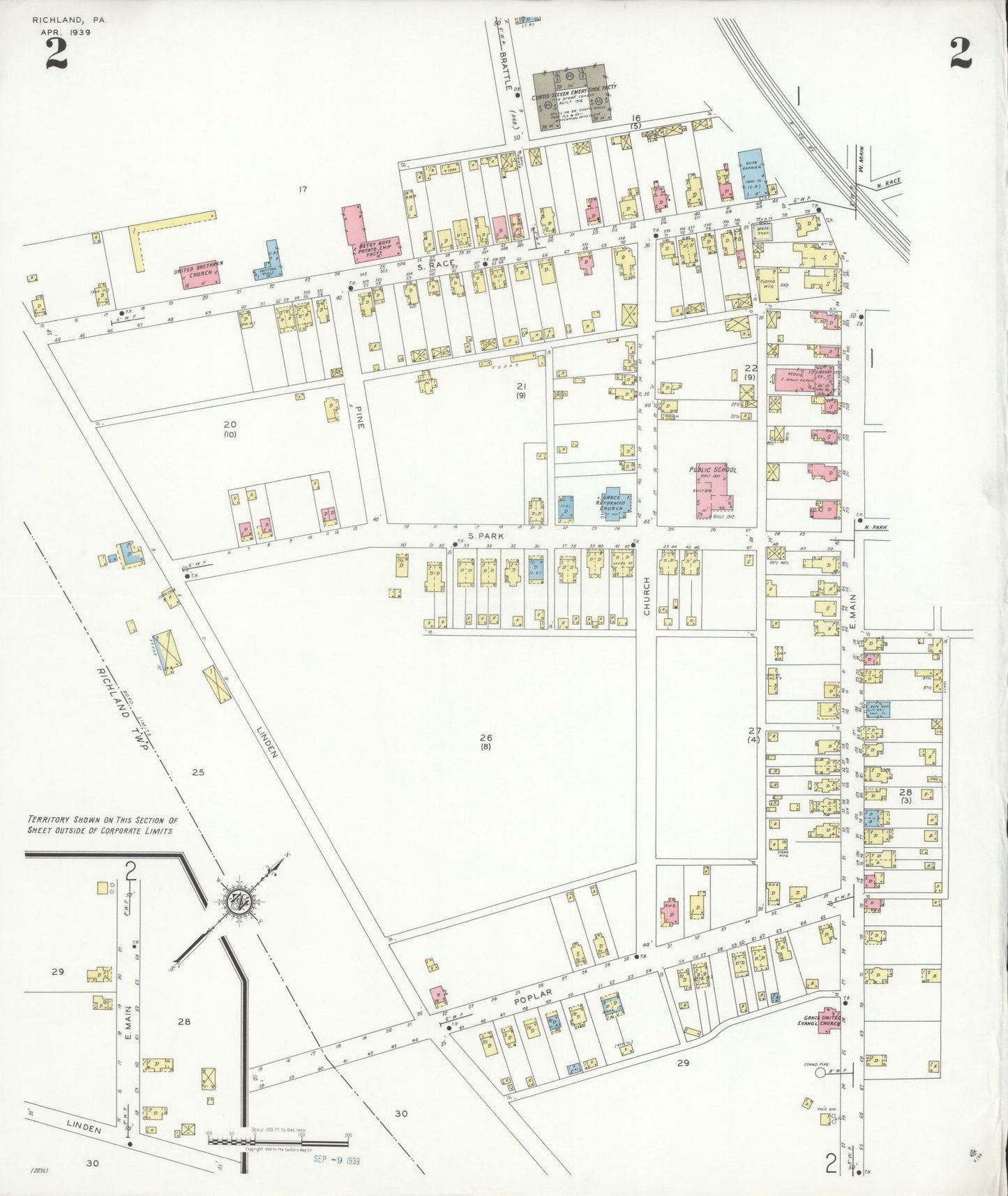 Sanborn Fire Insurance Map from Richland, Lebanon County, Pennsylvania (1939), Sheet #0002 - Complete Map Set gallery image, historic Sanborn map, vintage wall art, Pennsylvania Pennsylvania