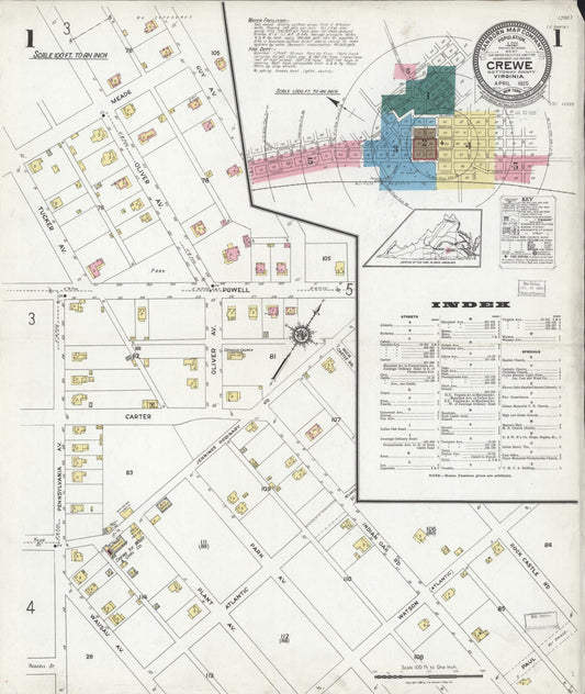 Sanborn Fire Insurance Map from Crewe, Nottoway County, Virginia. (1925) – Historic Sanborn Fire Insurance Map Print