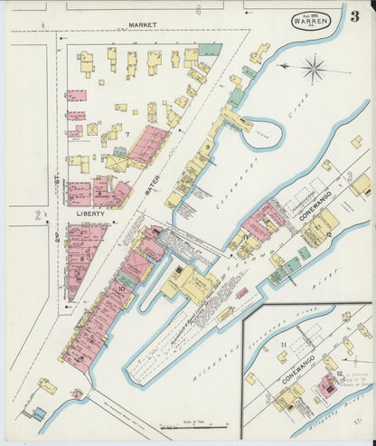 Sanborn Fire Insurance Map from Warren, Warren County, Pennsylvania (1892), Sheet #0003 - Complete Map Set gallery image, historic Sanborn map, vintage wall art, Pennsylvania Pennsylvania