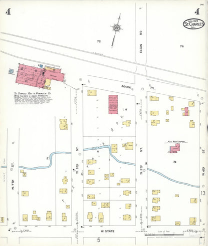Sanborn Fire Insurance Map from Saint Charles, Kane County, Illinois (1923), Sheet #0004 - Historic Sanborn Fire Insurance Map Print, vintage old map wall art, antique decor, genealogy gift, Illinois Illinois map