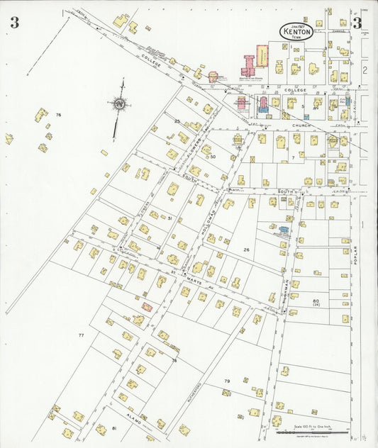 Sanborn Fire Insurance Map from Kenton, Obion And Gibson Counties, Tennessee (1927), Sheet #0003 - Historic Sanborn Fire Insurance Map Print, vintage old map wall art, antique decor, genealogy gift, Tennessee Tennessee map