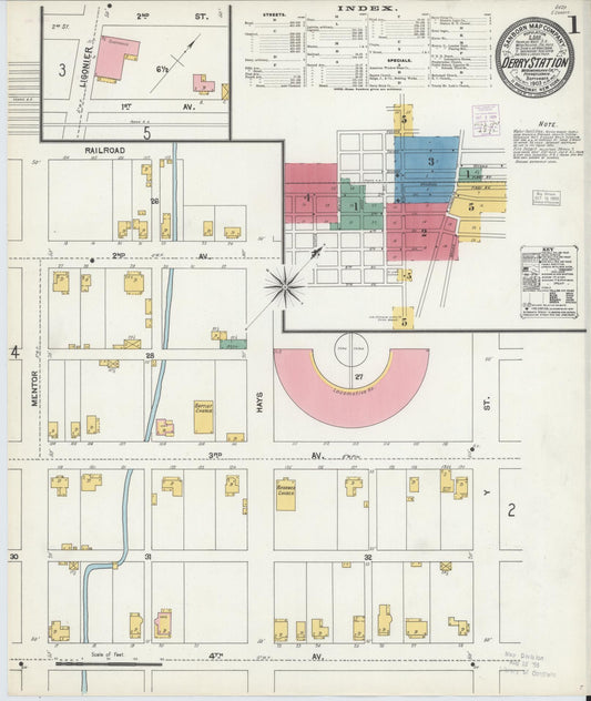 Sanborn Fire Insurance Map from Derry, Westmoreland County, Pennsylvania (1903), Sheet #0001 - Historic Sanborn Fire Insurance Map Print, vintage old map wall art, antique decor, genealogy gift, Pennsylvania Pennsylvania map