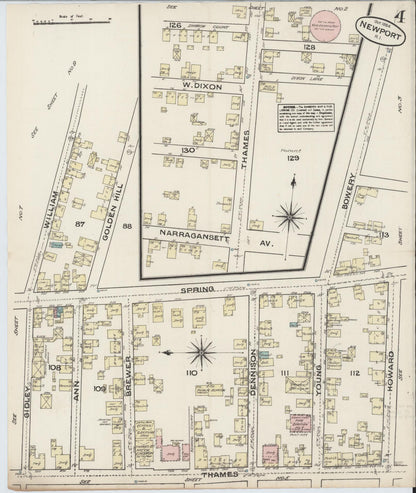 Sanborn Fire Insurance Map from Newport, Newport County, Rhode Island (1884), Sheet #0004 - Complete Map Set gallery image, historic Sanborn map, vintage wall art, Rhode Island Rhode Island